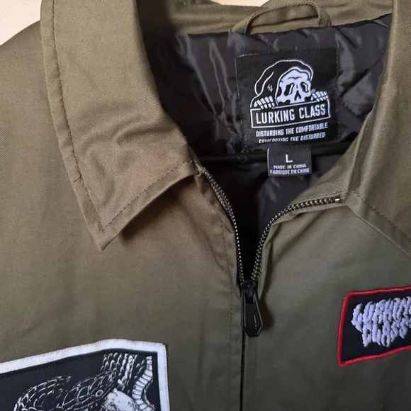 Men's Olive and Black Graphic Jacket - Picture 6 of 8